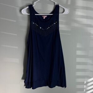 Candie's Dark Blue Dressy Tank Top with Shimmer Accents